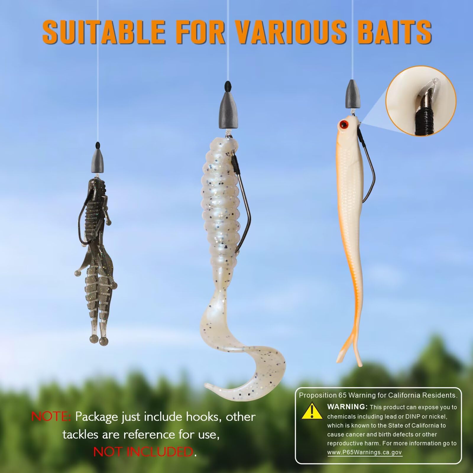 Dovesun Senza Erbacce Amo da Pesca, Texas Rig Ami da Pesca 30 Pz Professionale V Pesce Gatto | Basso Ganci Spinato per Acqua Dolce Acqua Salata 3 Tipi di Ami 1/0 2/0 3/0
