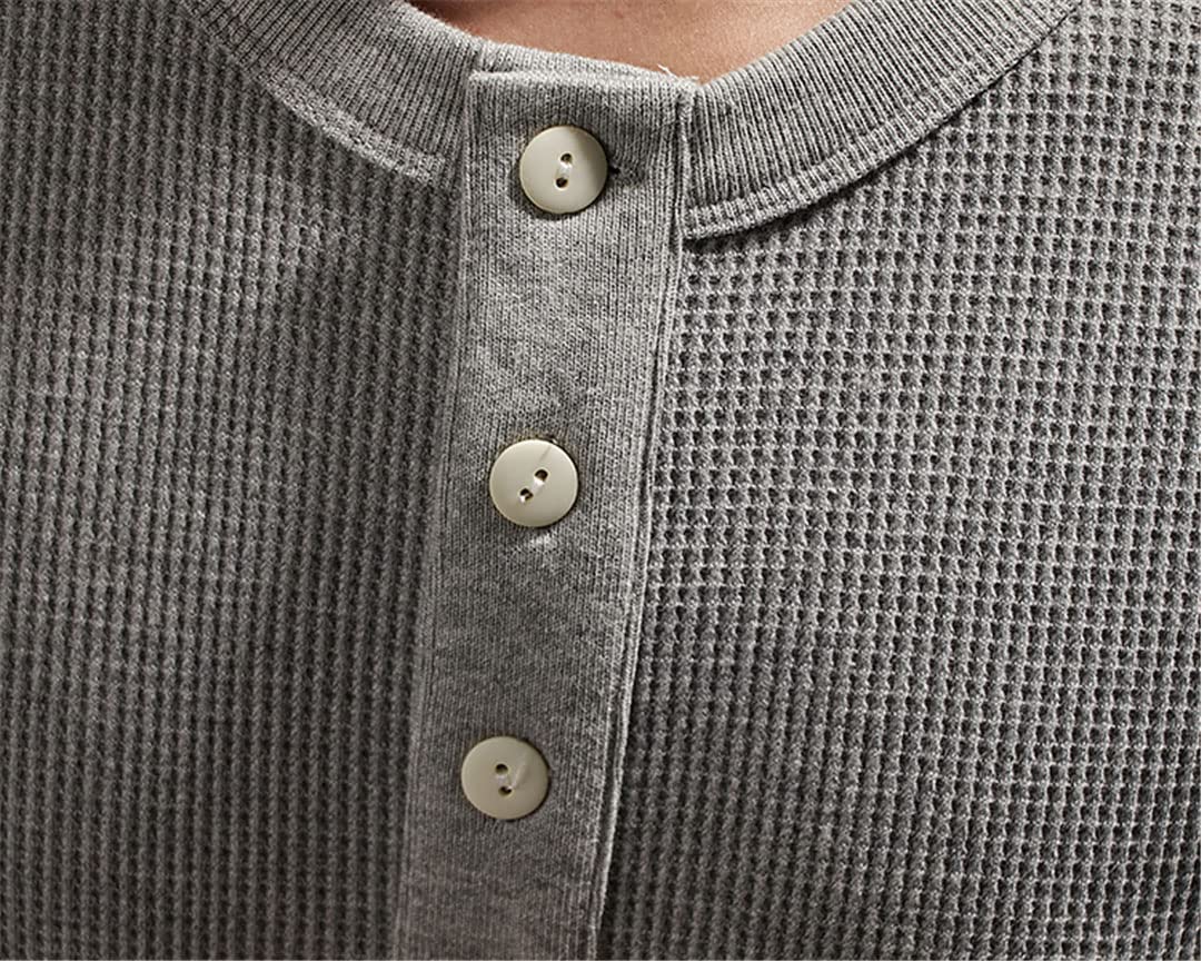 Vogrtcc Camiseta de cuello Henry para hombre, manga corta, estilo casual, holgada, 23001, XXL