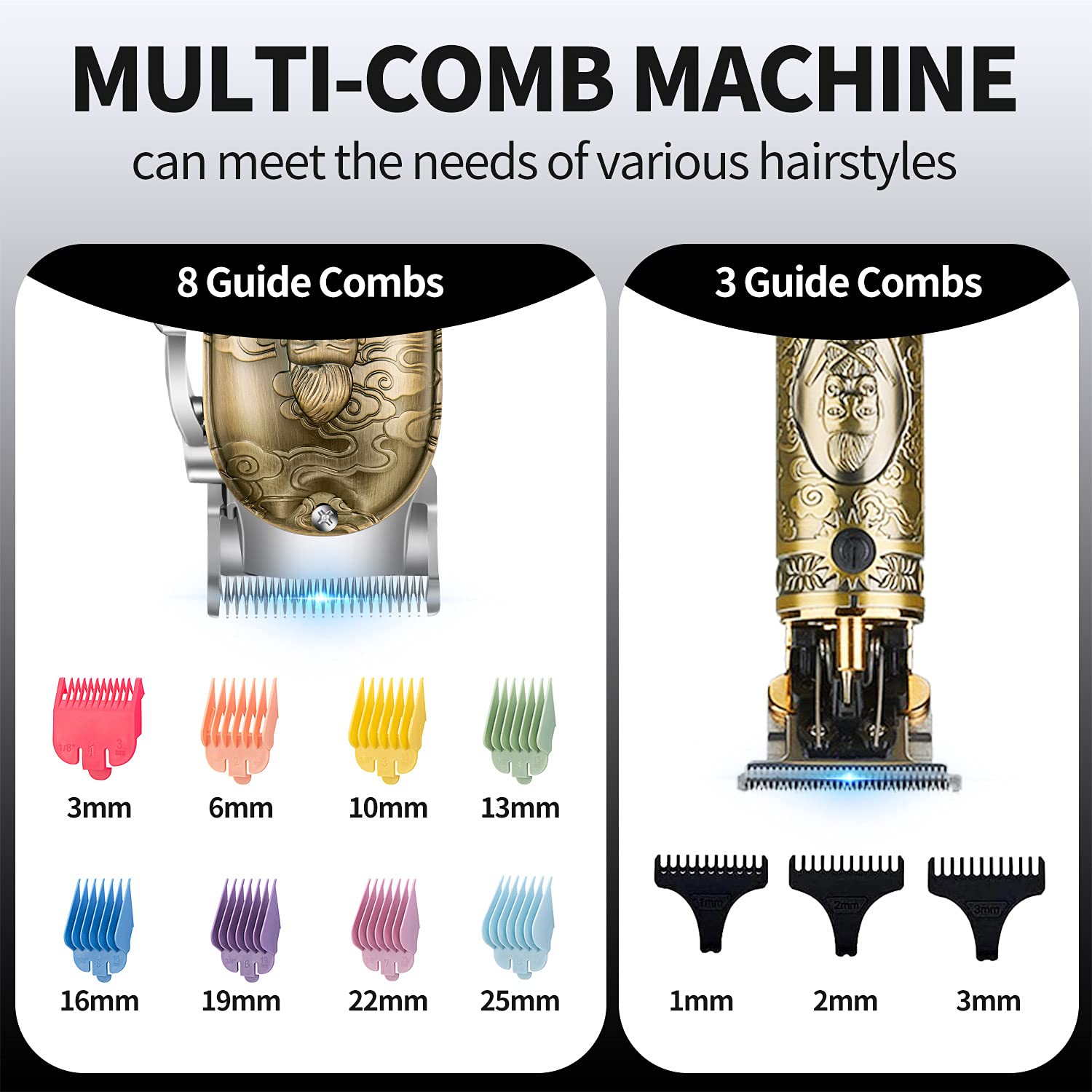 Roziapro Hair Clippers for Men T-Blade Trimmer Professional Barber Clippers - Cordless Hair Cutting Beard Trimmer Mens Electric Hair Trimmer Rechargeable Gold Knight Grooming Kit （Gold） : Beauty & Personal Care