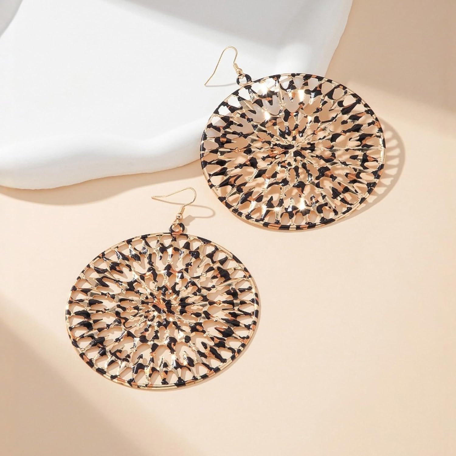 Leopard Earrings for Women Chunky Brown Cheetah Earrings Statement Dangle Animal Print Jewelry Geometric Leopard Print Accessories Large Earring for Women Cheetah Jewelry - Image 3