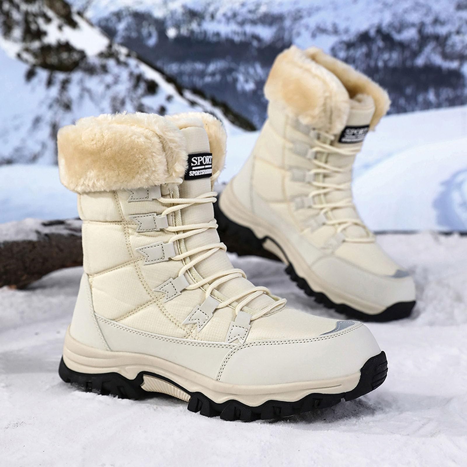 Scarpe Invernali Donna Comode Stivali con Fodera Isolante, Per Esterni, Il Freddo, Termici, Antiscivolo,Stivaletti Caldi Alla Caviglia Condizioni Nevose