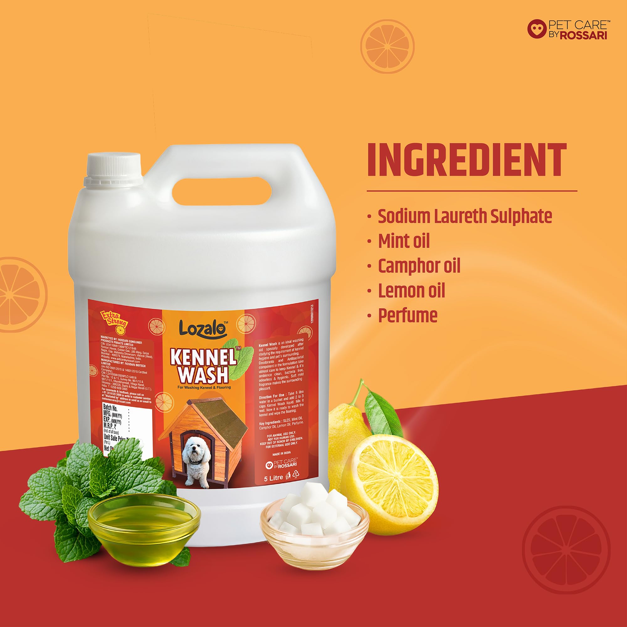 Lozalo Kennel Wash Liquid 5 Litre for Washing Dog Kennel & Flooring, Pet Shops, Veterinary Clinics & Grooming Salons (Red) 4