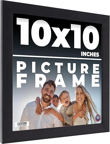 Marco de fotos negro de madera real de 10 x 10 pulgadas de ancho de 0.75 pulgadas  Profundidad del marco interior de 0.5 pulgadas  Marco de fotos