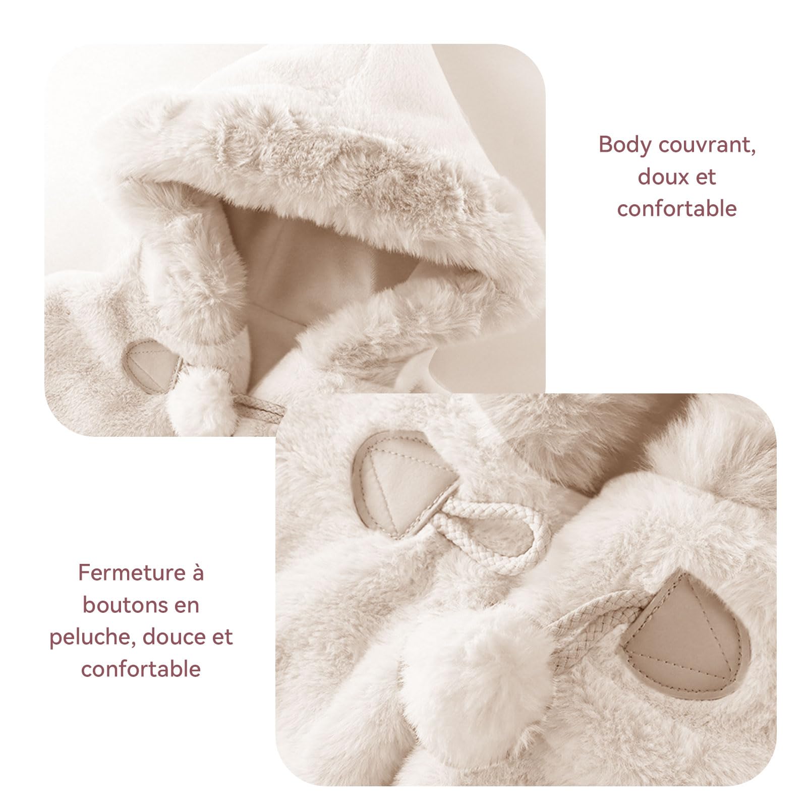 Mayoii Poncho Bambino Auto Inverno Mantello Cappotto Bambino Ragazza Ragazzo in Morbida Pelliccia di Coniglio, Coperta Calda per Seggiolino Auto, Mantello Bambino 0-3 Anni