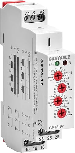 GAEYAELE Temporizador de ciclo asimétrico 2SPDT Relé 16A ACDC12V-240V Relé electrónico de repetición (GRT8-S2, ACDC12V-240V) GAEYAELE Temporizador de ciclo asimétrico 2SPDT Relé 16A ACDC12V-240V Relé electrónico de repetición (GRT8-S2, ACDC12V-240V)