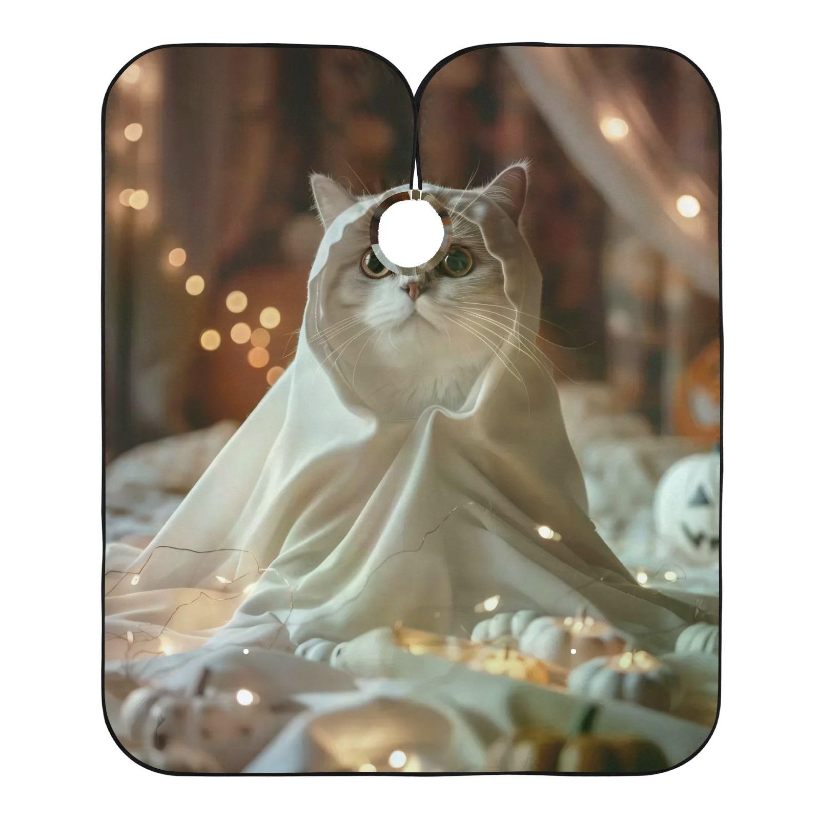 Takiito Halloween Cat in Costume Barber Cape for Men, Waterproof Haircut Cape Hairdressing Cape Beard Apron Cape for Salon Home Use, 55x65 in