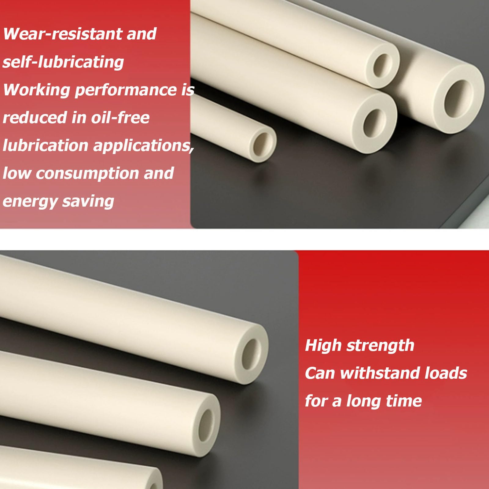 POM Tubos de Plástico Técnico, Pack de 2 Barras Huecas de 500mm, Acetal de Alta Resistencia para Torno, 25mm x 16mm