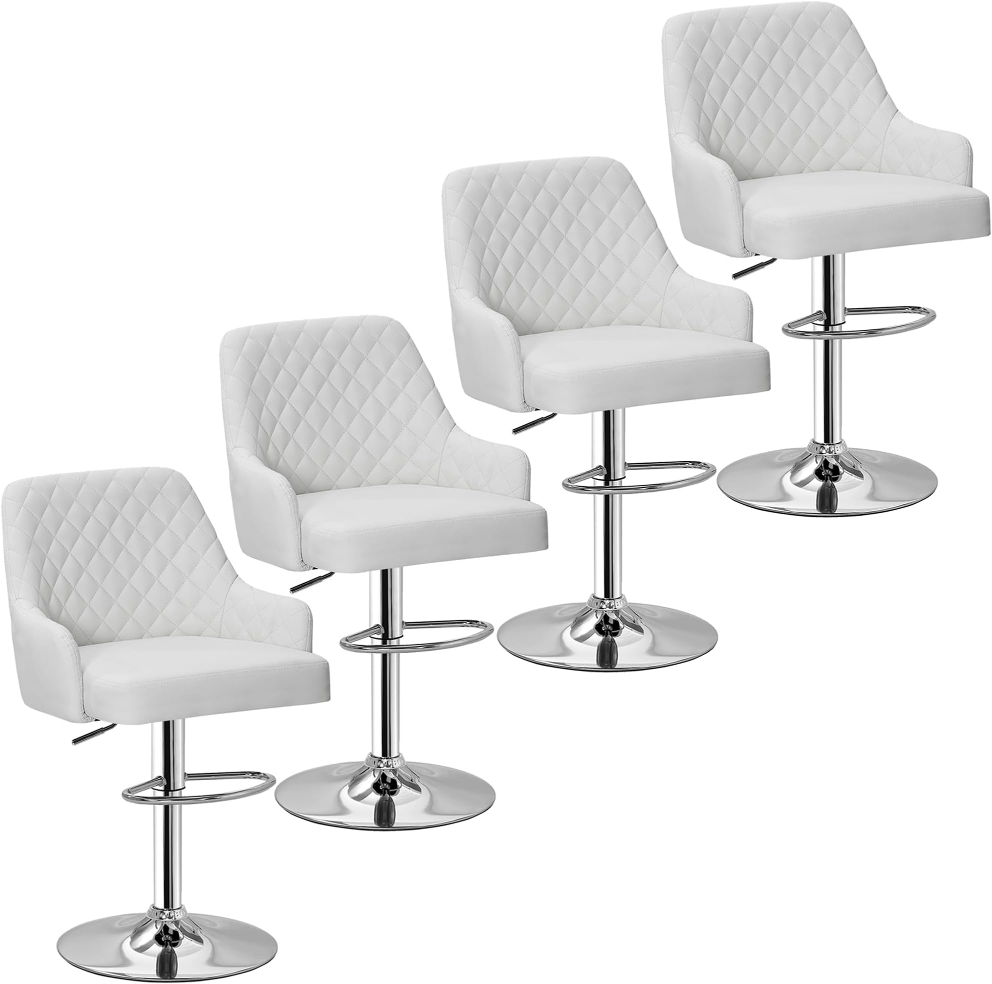 VECELO Adjustable Bar Stools Set of 4 with Back, Bar Height for Kitchen Counter