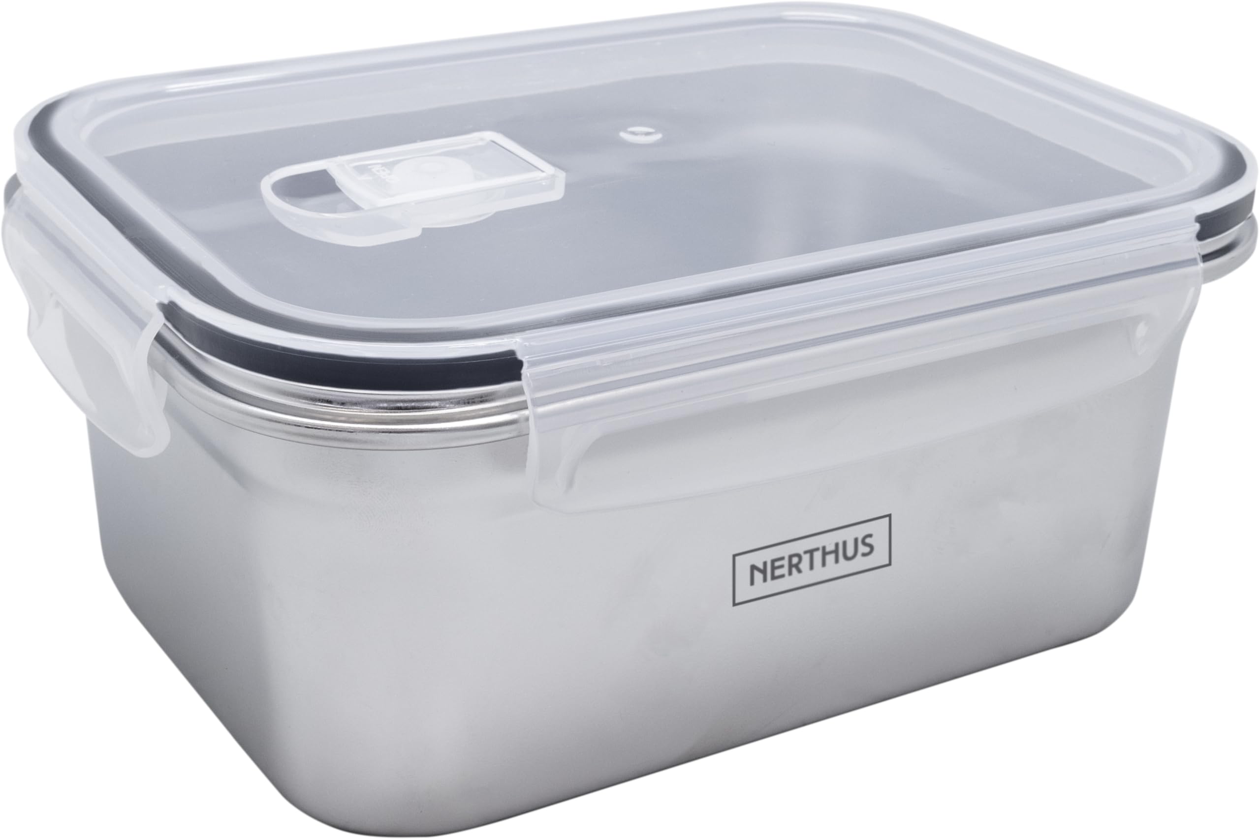 NERTHUS FIH 1516 Stainless Steel Rectangular Airtight Container BPA-Free Microwave Freezer Container Ideal for Storing and Transporting Food