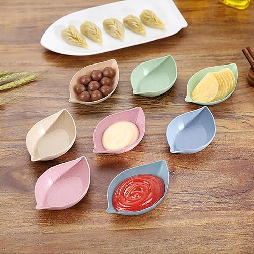 Miniatura 3 de Plato de salsa de soja, 8 cuencos pequeños, platos de condimento de paja de trigo para guarniciones de sushi, mini platos de aperitivo, cuencos de