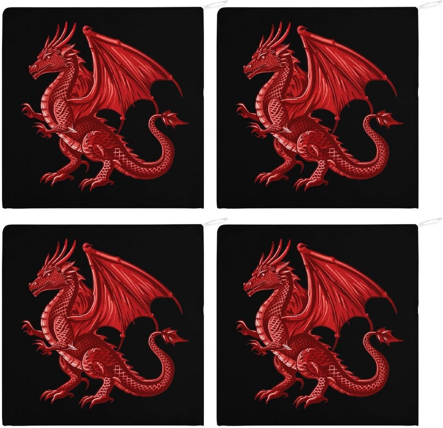 Welsh Dragon Hand Towels for Bathroom Kitchen Towels Small Towel Handkerchiefs with Hanging Loop 4PCS