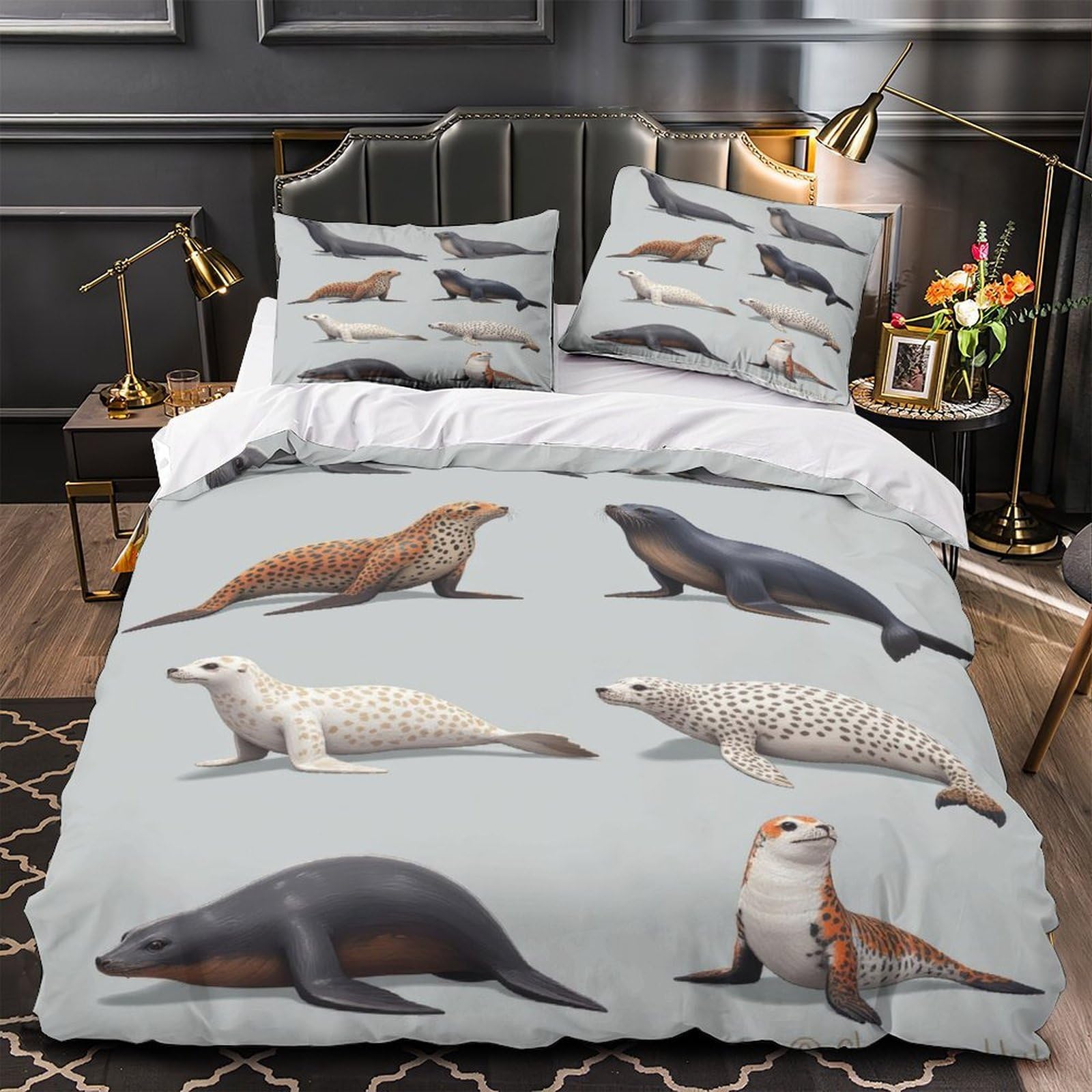 Housse de couette microfibre tortue marine parure de lit 260x220 légère et confortable 3D