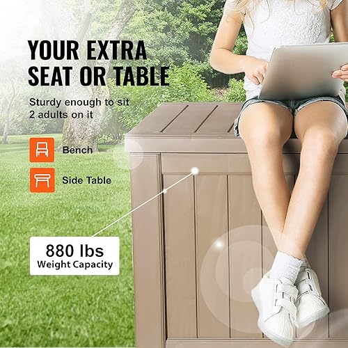 Miniatura 3 de Vevor Caja de cubierta, caja de almacenamiento al aire libre de 120 galones, 56.3 x 26.6 x 23.8 pulgadas, caja de cubierta impermeable de