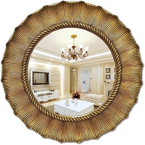 Espejo de pared retro barroco de 33.5 x 33.5 in, espejo decorativo dorado redondo con marco para sala de estar y entradas (color dorado vintage,