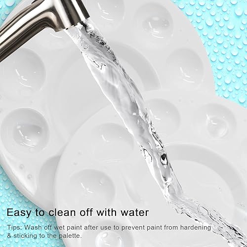 Miniatura 4 de AUREUO Paletas de bandeja de pintura, 15 unidades, paletas de plástico redondas de 10 pocillos, soporte de pintura para pintura de arte de acuarela