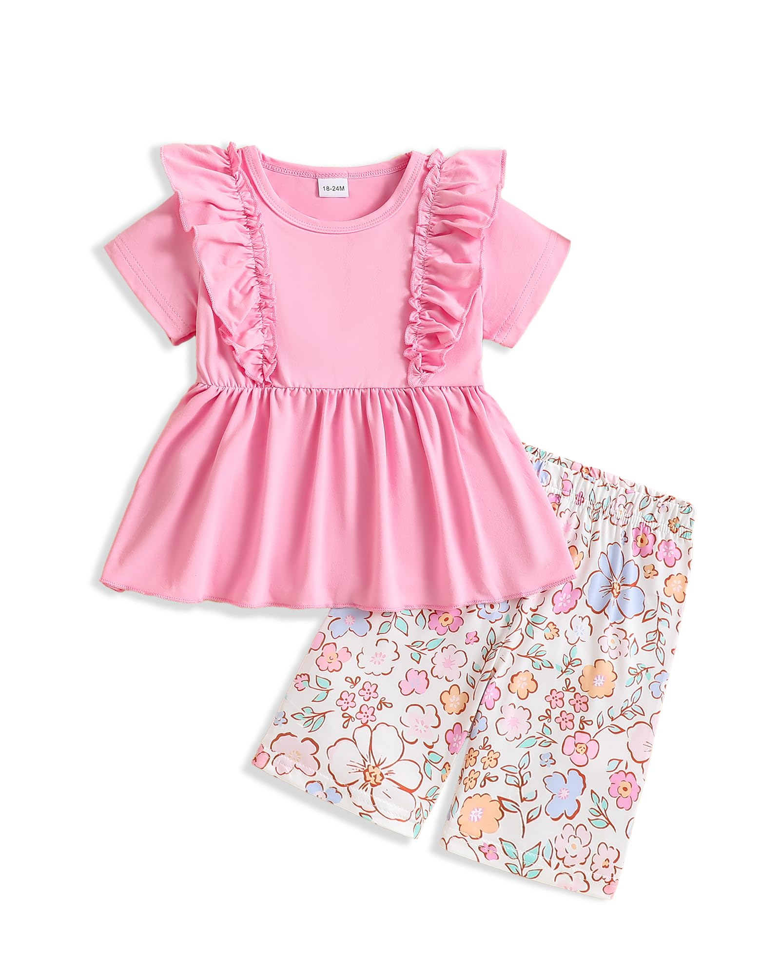 Weebaby Toddler Girl Clothes Baby Summer Outfits Sleeveless Halter Top Ruffle Short Set Cute Kids Clothes Girls