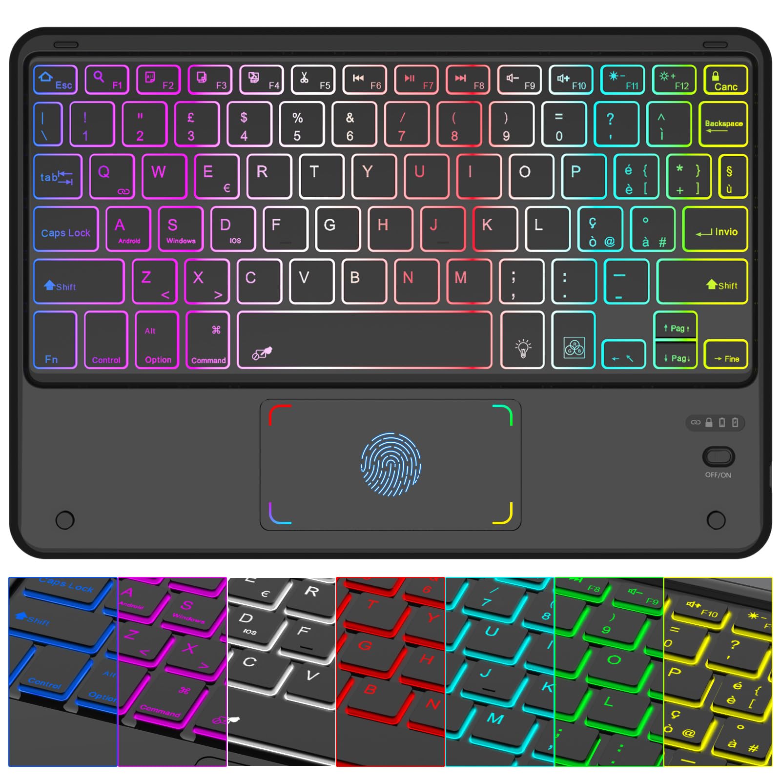 Teclado Bluetooth con touchpad para trabajar en cafeterías con tableta Android y Windows 2