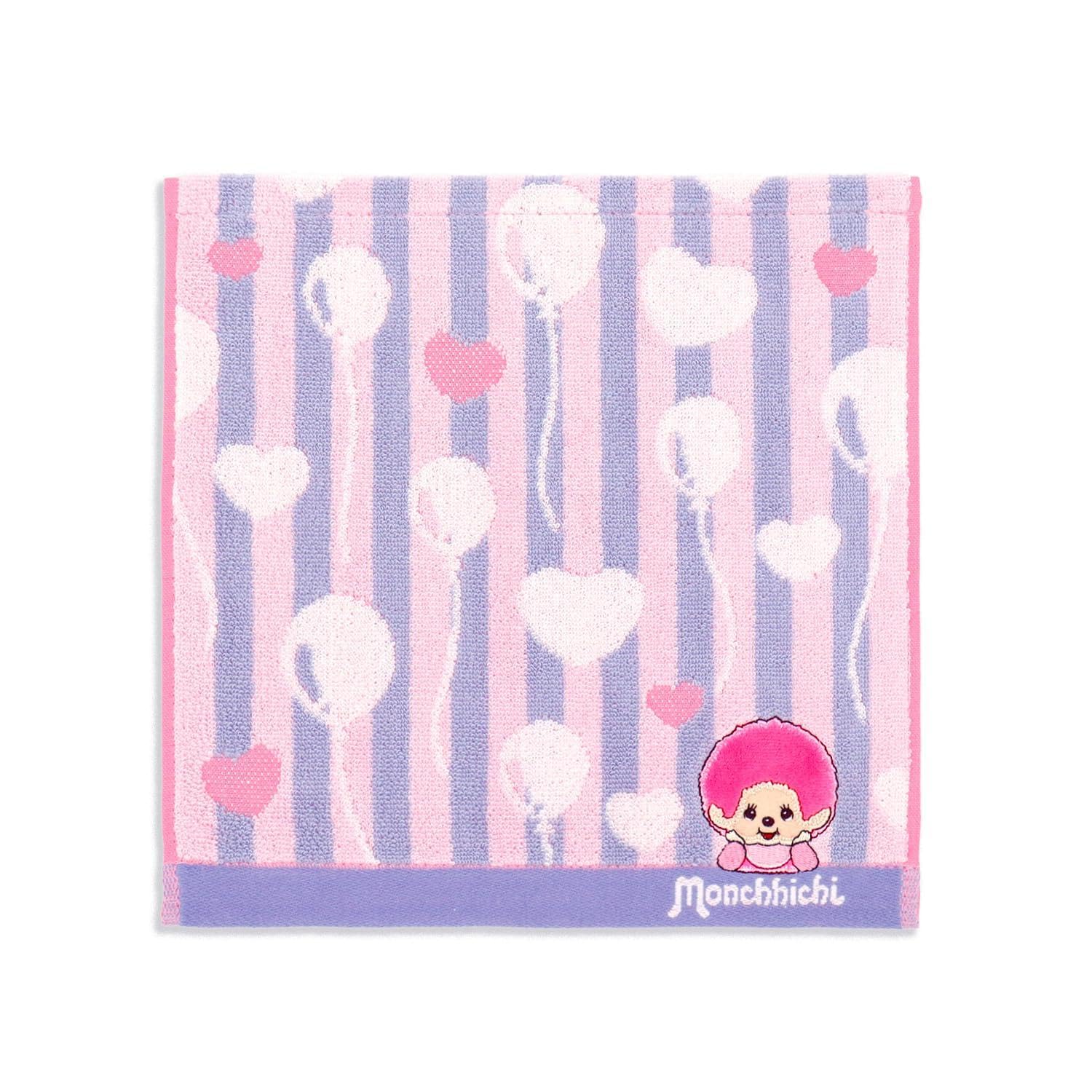 モンチッチ(Monchhichi) ふうせんハート タオルハンカチ ピンク フルフィーコットン 可愛い 59-0060070 約25×25cm