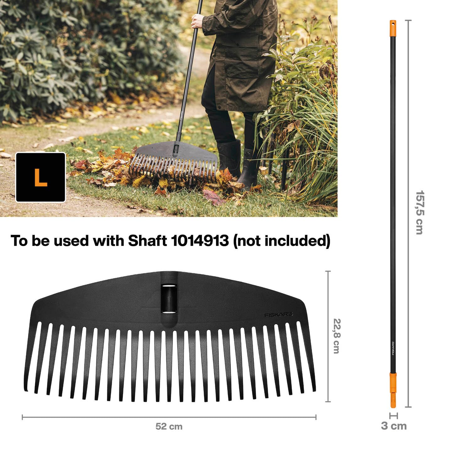 Fiskars Solid Rastrello per Foglie, Nero, 1014915