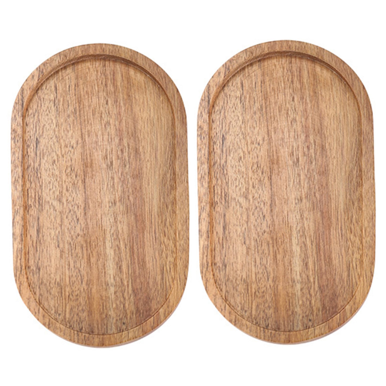 Xdyyjrasa Wooden Serving Tray - 2PCS Oval Wooden Tray, 7.5x4.1 Heat-resistant for Drinks Desserts Snacks Tea