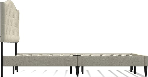 Miniatura 22 de Glenwillow Home OROS - Marco de cama tapizado con plataforma copetuda, respaldo copetudo, base de colchón, soporte de listones de madera, no