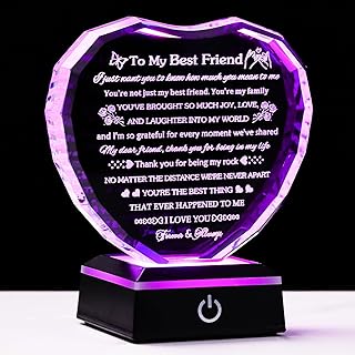 Best Friend Birthday Gifts with LED Base Crystal Heart Friendship BFF Gifts for Women Best Friend Bestie Gift Ideas for Women Gift for Female Friends on Christmas Wedding Valentine's Day
