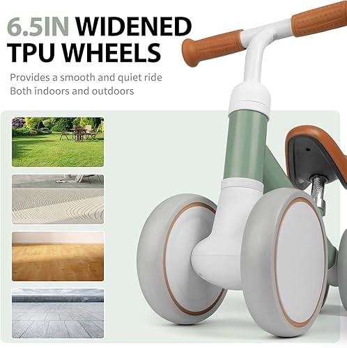 Miniatura 4 de Bicicleta de equilibrio para bebés de 1, 2, 3 años, bicicleta de 4 ruedas con asiento ajustable, regalo de juguete de primer cumpleaños para niños