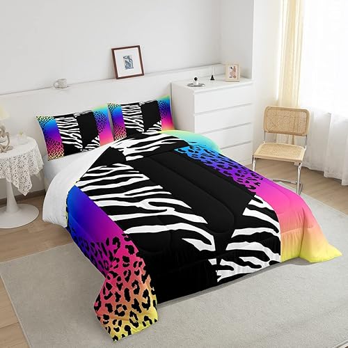 Miniatura 11 de Castle Fairy Juego de ropa de cama con estampado de cebra, tamaño matrimonial, juego de edredón de animales de África y vida silvestre, juego