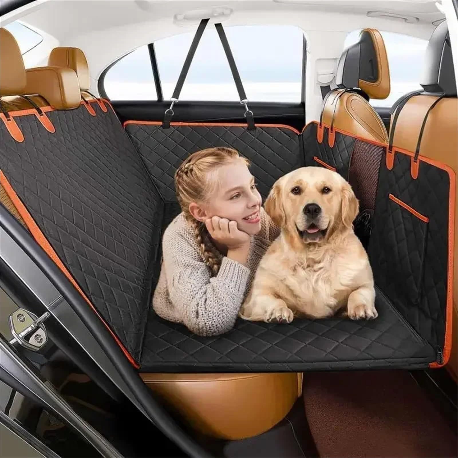 Alfombrilla Maletero Coche Funda Impermeable para Asiento de Coche para Perros con Ventana Malla, antiarañazos y Antideslizante