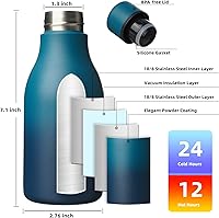 Vista 272 de BJPKPK Botellas de agua aisladas, botella de agua de metal de acero inoxidable de 18 onzas con correa, termo a prueba de fugas sin BPA, tazas