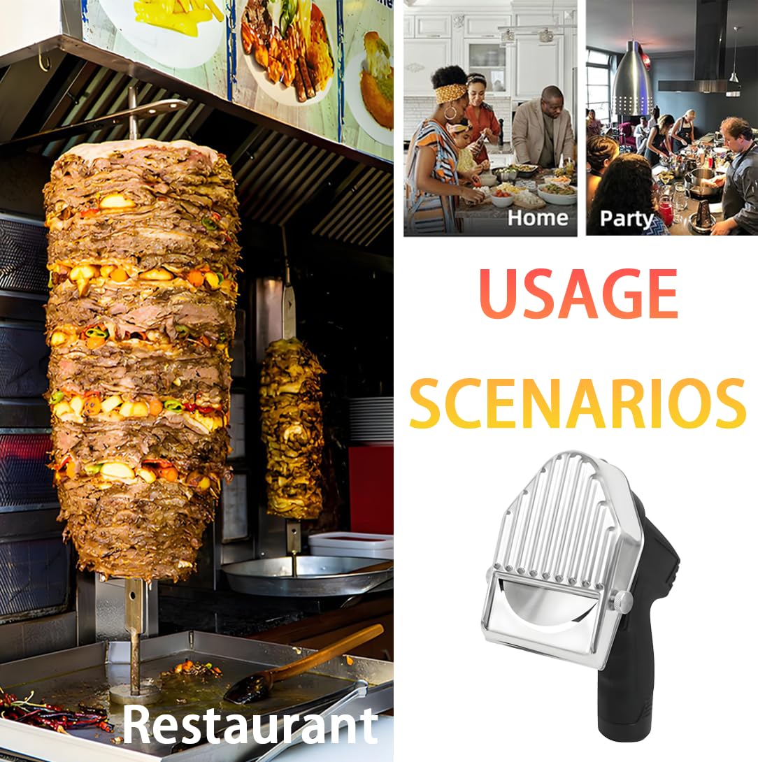 Cuchillo eléctrico para Kebab, Cortador de shawarma, Grosor de Corte Ajustable de 0 a 8 mm, Capacidad de Corte de 60 kg/h para carnicerías y restaurantes. Wireless