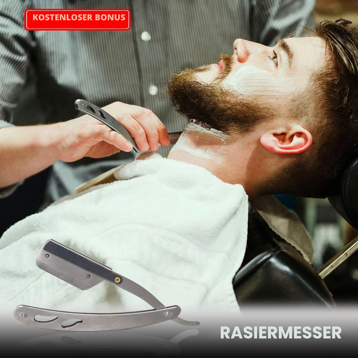Rasierset für Männer, Barber Set Inkl Rasiermesser, Pre Shave, Rasierpinsel, Rasierseif, Rasiercreme Männer, Rasierschale, After Shave Balsam, Geschenke für Männer