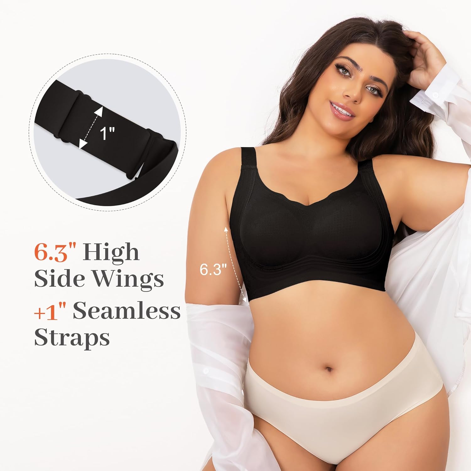 Fittingirls Scalloped Edge Wire-Free Bra Seamless Full Coverage Support Padded Cups Flexible for Multi-Scenario Wear - Image 6