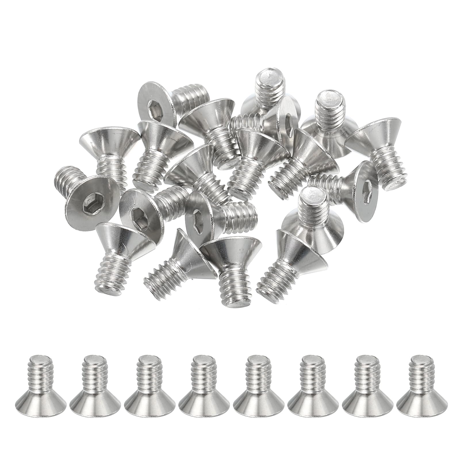 PATIKIL 1/4-20 x 1/2" Flat Head Socket Cap Screws, 30 Pack Flat Countersunk Bolts Hex Socket Drive Machine Screws 304 Stainless Steel 18-8 Full Thread Grade 6.8 — image 1