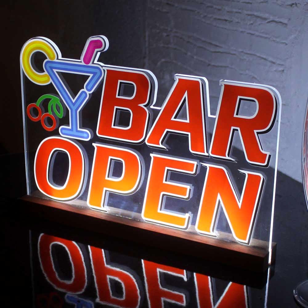 LED BAR OPEN SIGN, NEON BAR SIGN, LIGHT-UP Home Bar Sign, Cocktail Bar Sign-40cm