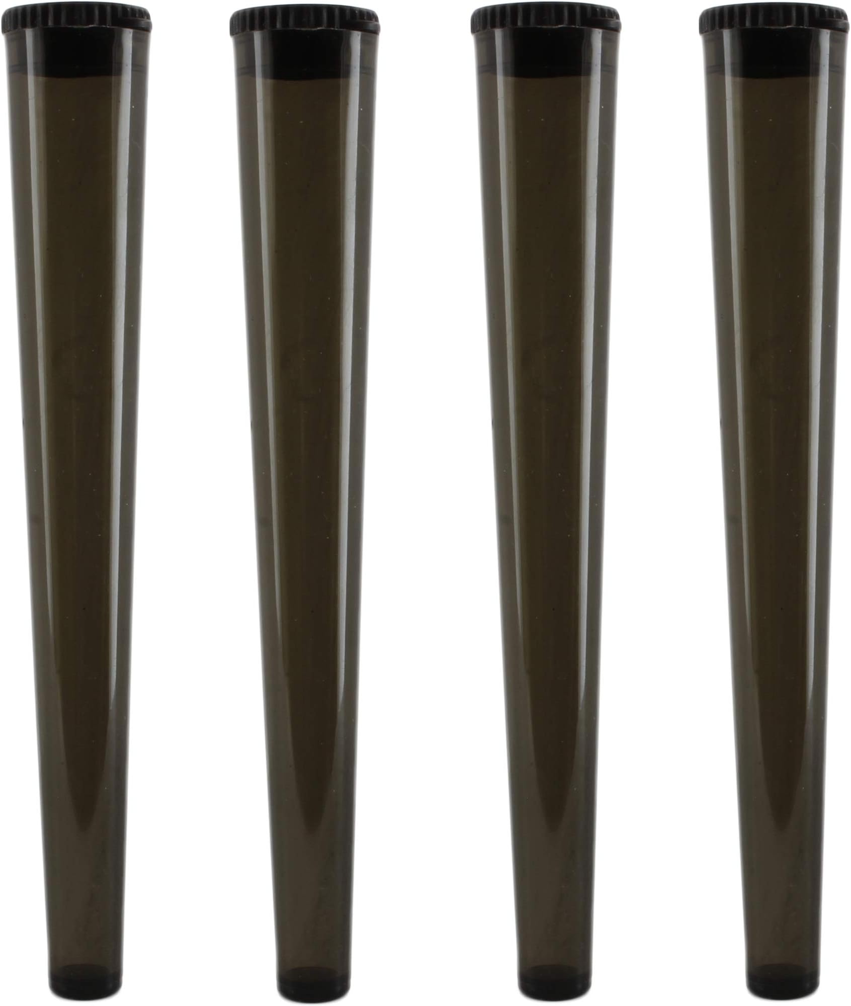 Cherry-on-Top King Size Cone Holder Air Tight Hard Plastic Tube Smoking Rolling Cig Tube, 4 Holders Black