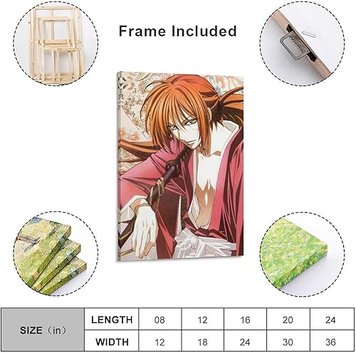 Miniatura 2 de Rurouni Kenshin - Póster de anime (31) regalos en lienzo para pared, arte de pared, decoración moderna, enmarcado, sin marco, 08 x 12 pulgadas (7.9