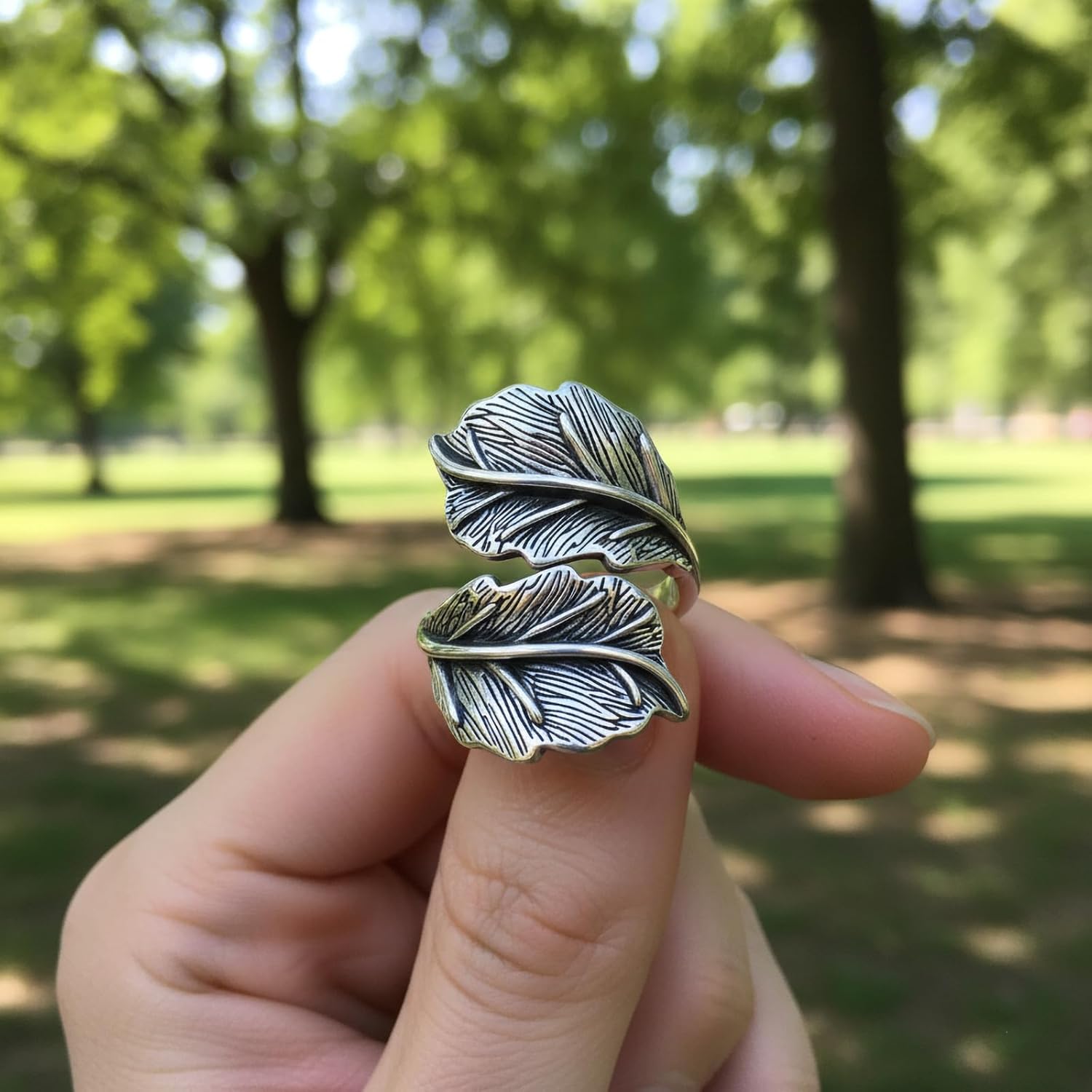 Leaf Ring, Vintage Silver Wrap Stackable Ring Personality Trendy Jewelry, Adjustable Open Stackable Statement Rings for Women - Image 6