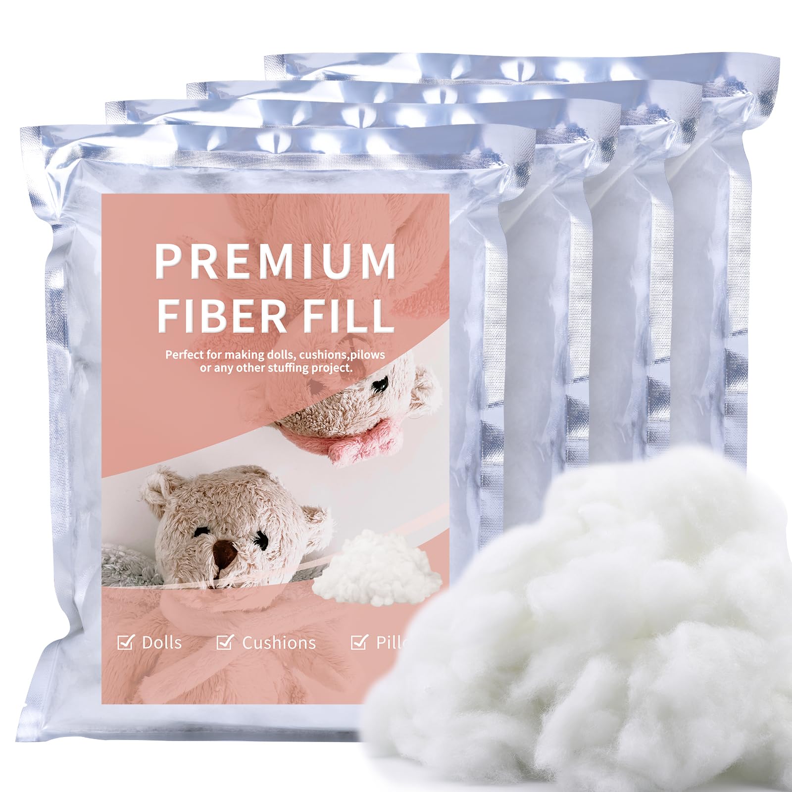 19.4oz Premium Fiberfill Stuffing, Polyfill Stuffing for Pillows Crafts, High Resilience Soft Poly Fill Pillow Stuffing for Stuffed Animals, Home DIY Stuffing (550g)