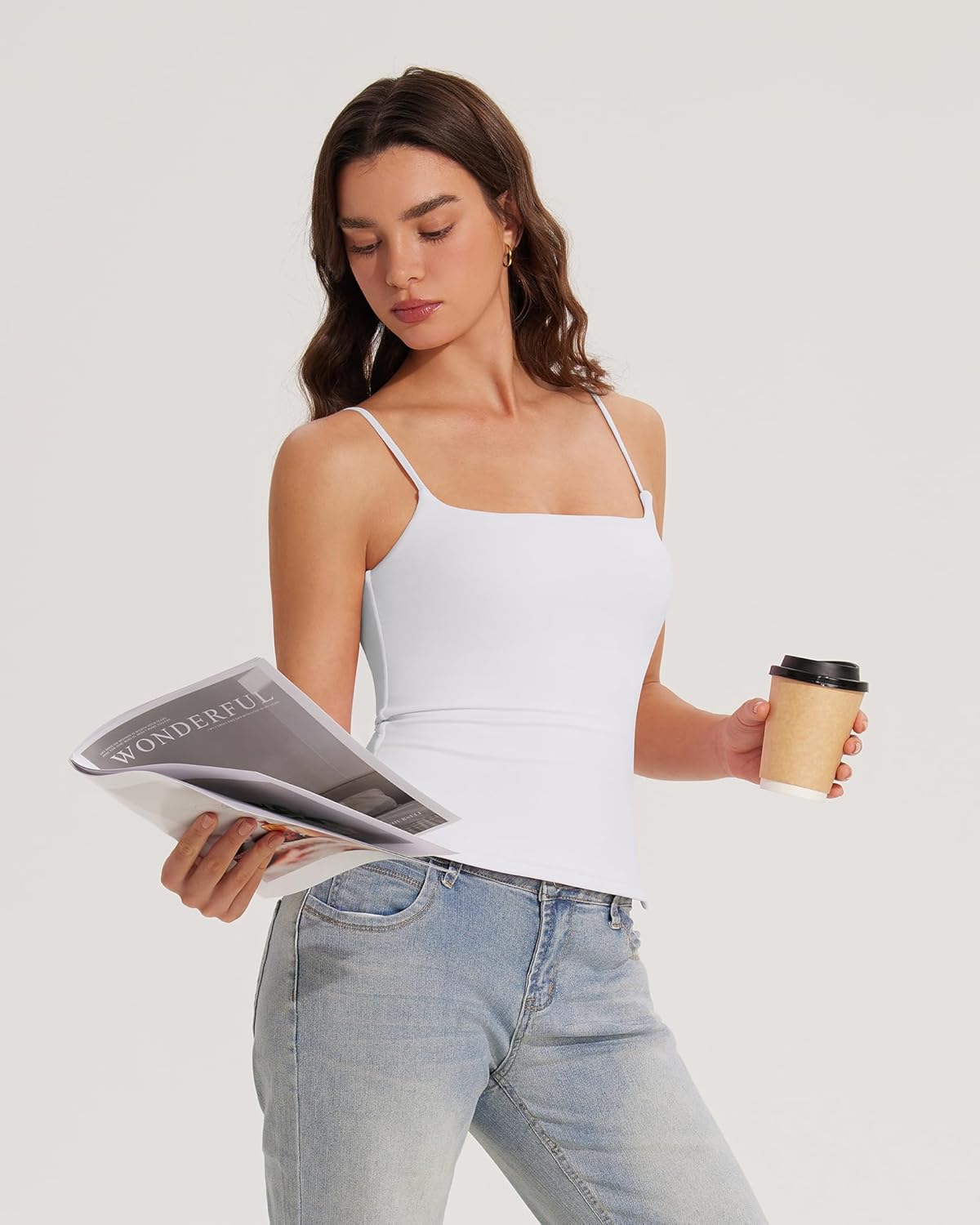 OMKAGI Cute Side Split Tank Tops for Women Summer Y2K Going Out Basic Shirts with Bras