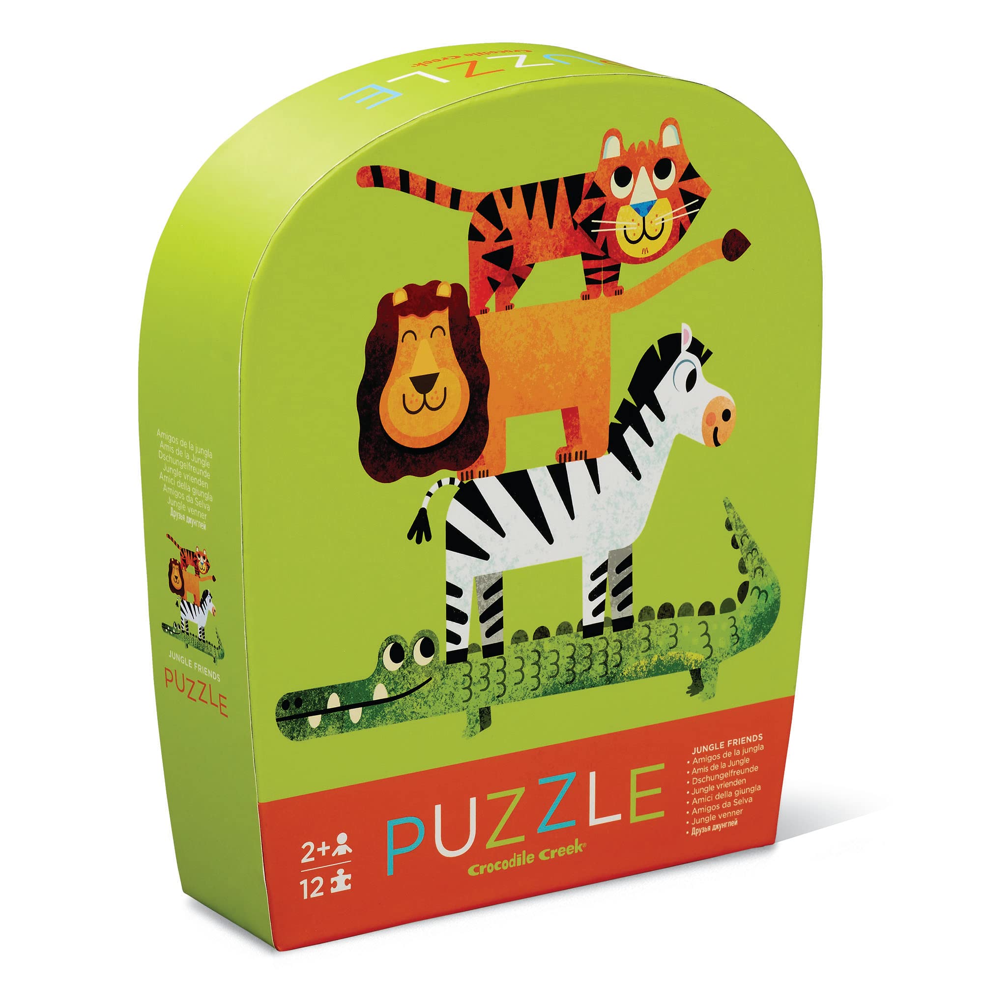 Crocodile Creek Mini Floor Puzzle Jungle Friends 12 Large Jigsaw Pieces  for Kids Ages Years and up Heavy-Duty Box for Storage Finished