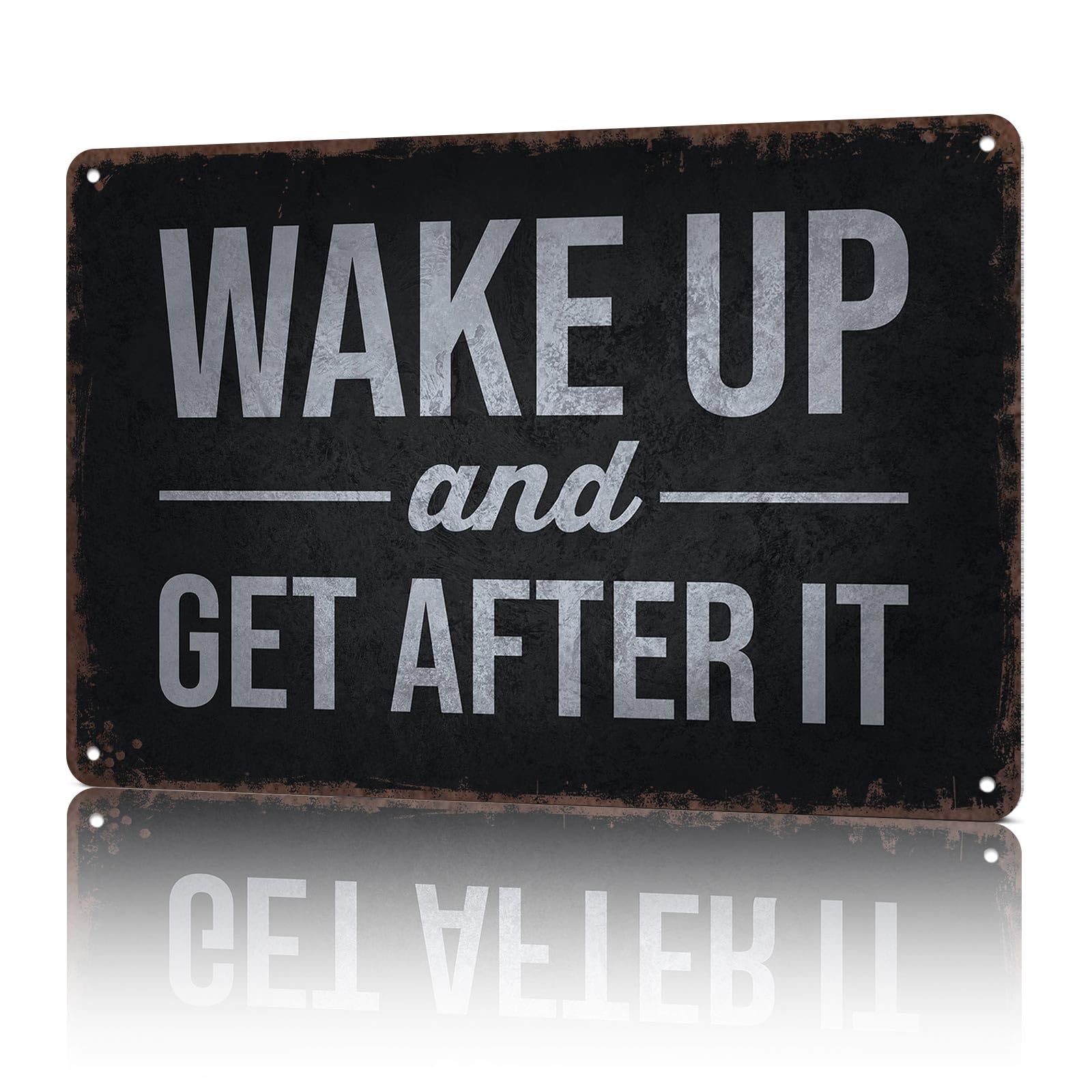 KWQDOZF Vintage Metal Signs Wake Up And Get After It Funny Tin Sign Poster Wall Art For Home Room Bedroom Office Decor 8x12inch