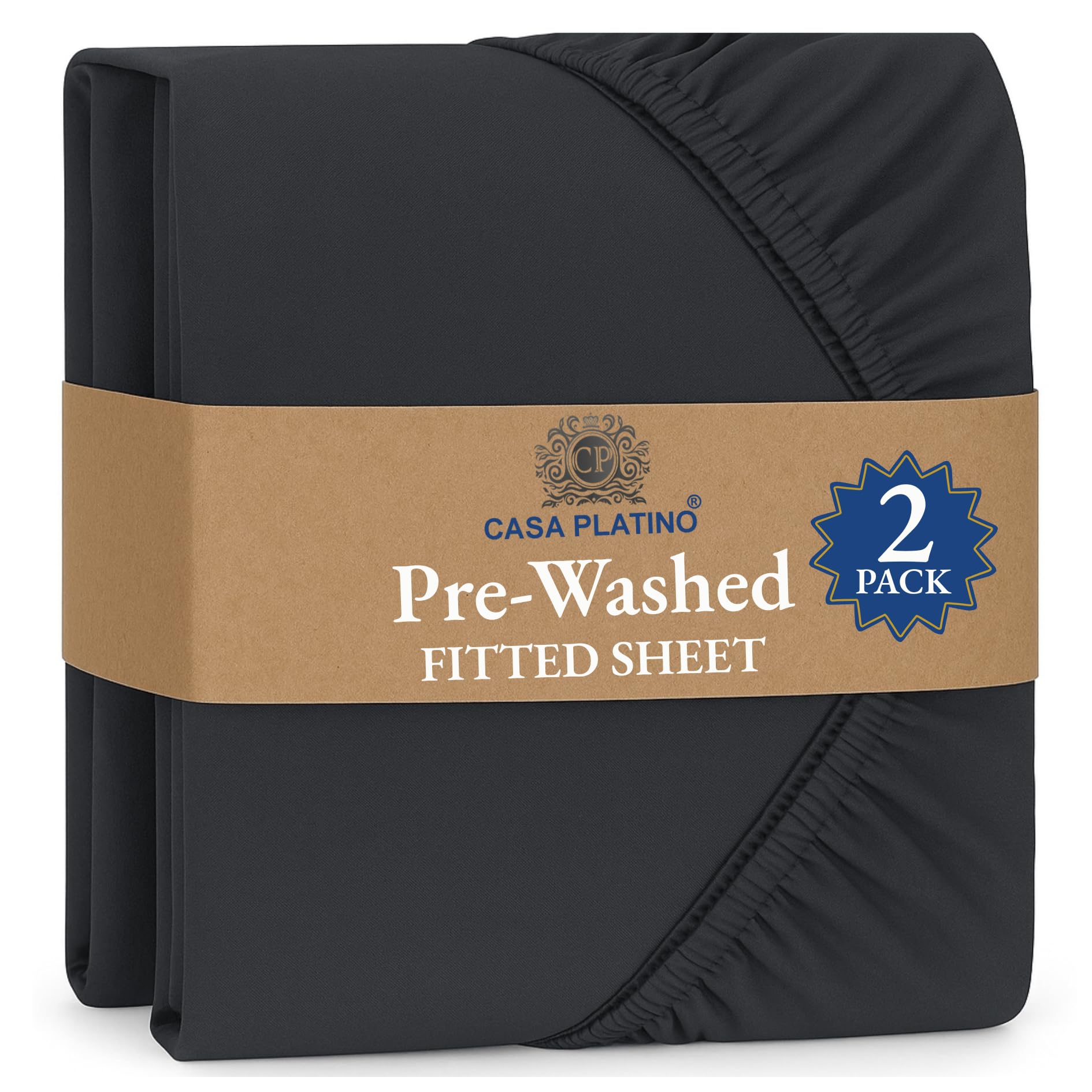 Fitted Sheet Small Double / 4ft, Charcoal (Pack of 2), Pre-Washed Deep Pocket 14 inch (35 cm), Soft Brushed Microfibre Fabric