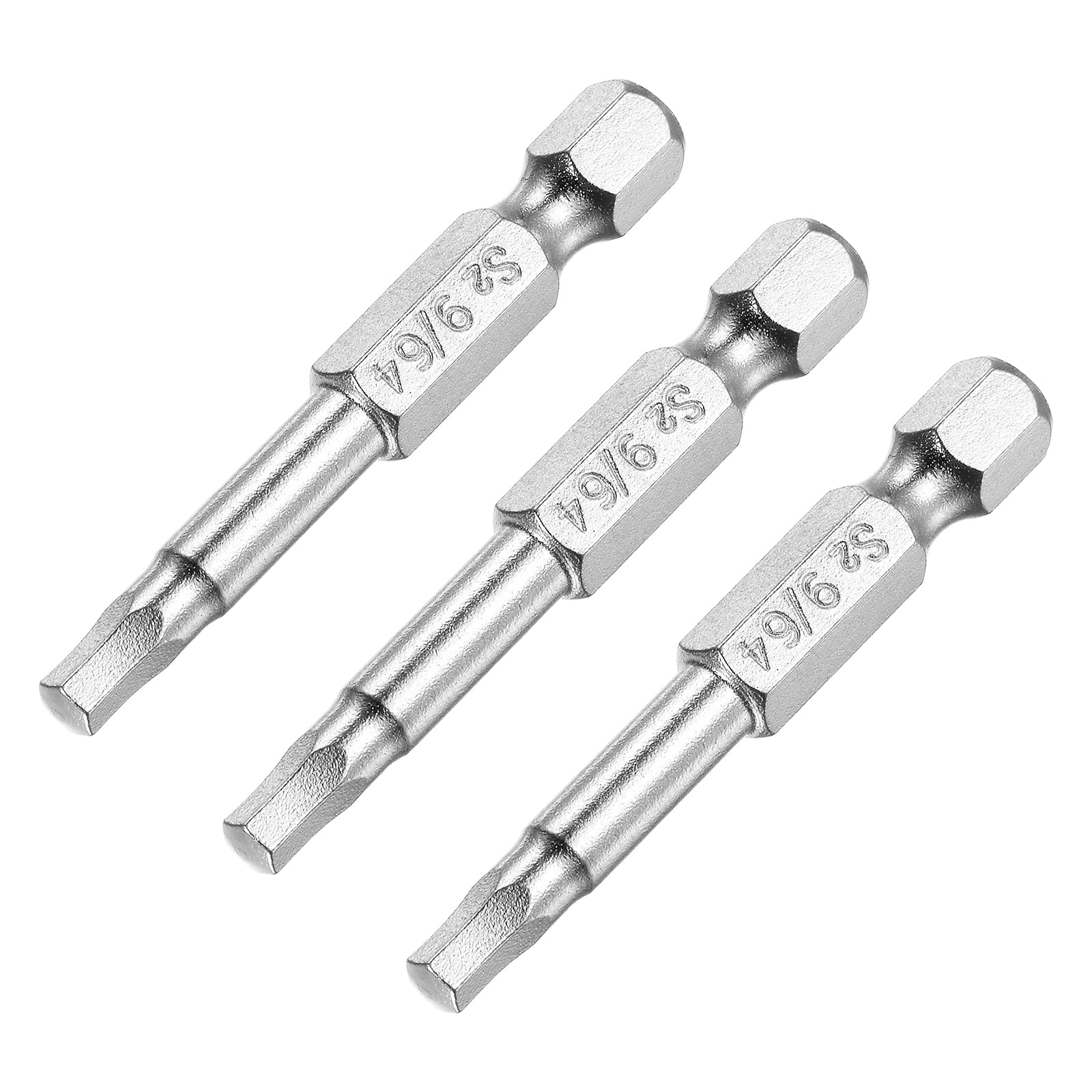 sourcing map 9/64" Magnetic Hex Head Screwdriver Bit, 1/4" Hex Shank 2" Length S2 Steel Power Tool, 3 Pcs