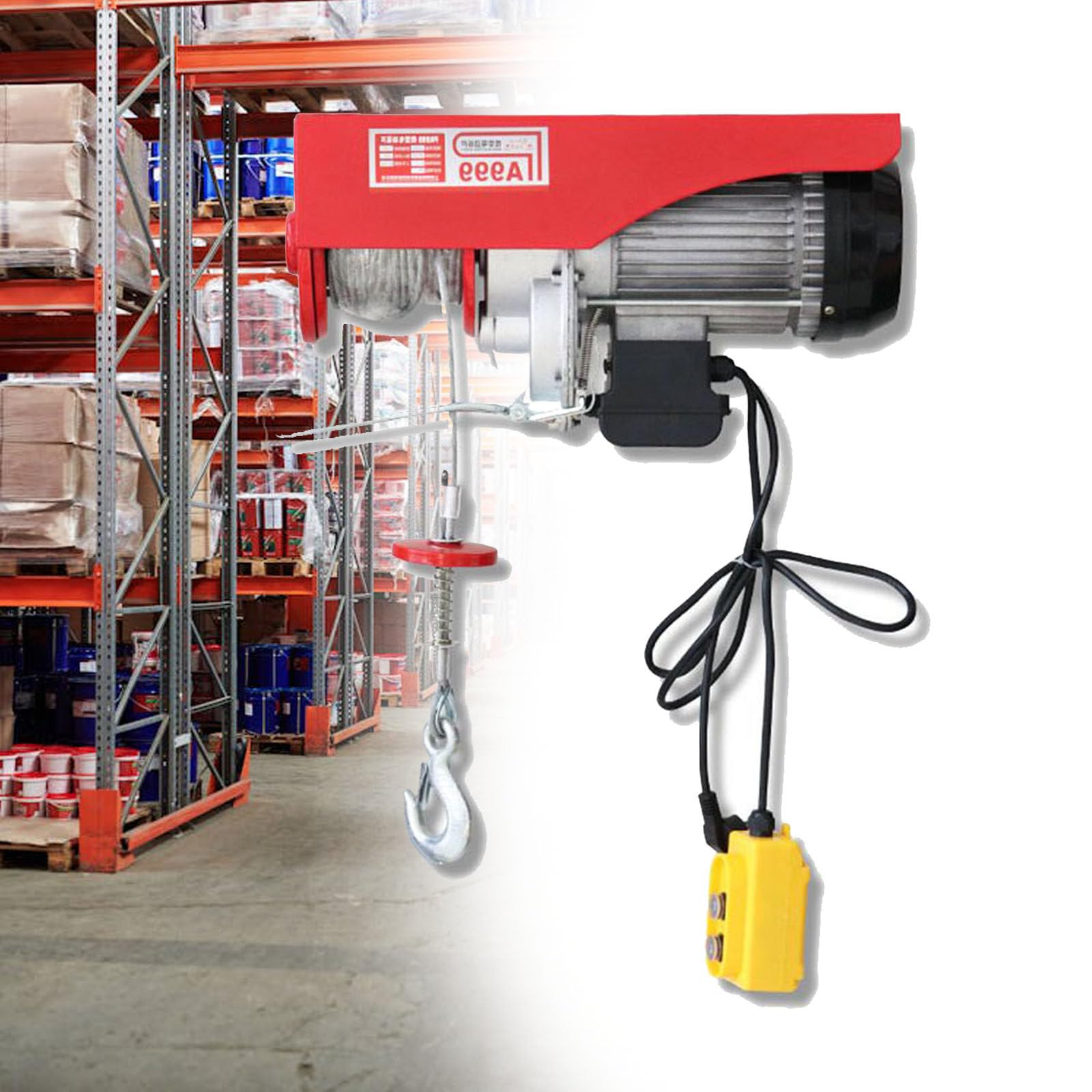 Baustellenaufzug, Elektrischer Stahlaufzug,Elektrischer Aufzug Mit Drahtfernbedienung Und Elektrischer Einzel-/Doppelschlinge,Motor Aus Reinem Kupfer,Bruchsicherer Haken Aus Legierung 800kg-25m