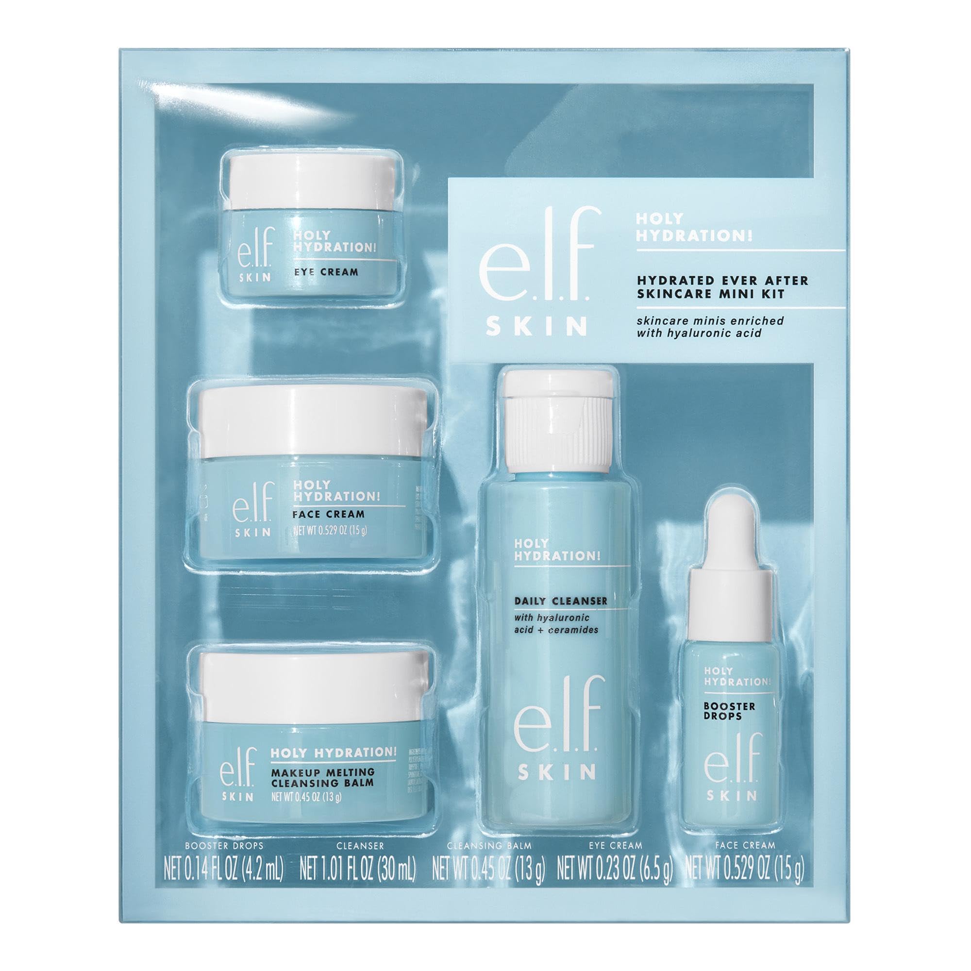 e.l.f. SKIN Hydrated Ever After Skincare Mini Kit – Reiniger, Make-Up Entferner, Feuchtigkeitscreme & Augencreme