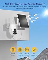 Vista 2 de Wireless Solar Camera System Outdoor, 2PCS 4MP Home Battery Camera with 500GB HDD, 【No Monthly Fee】, Pan Tilt 360° View, PIR Motion Detection