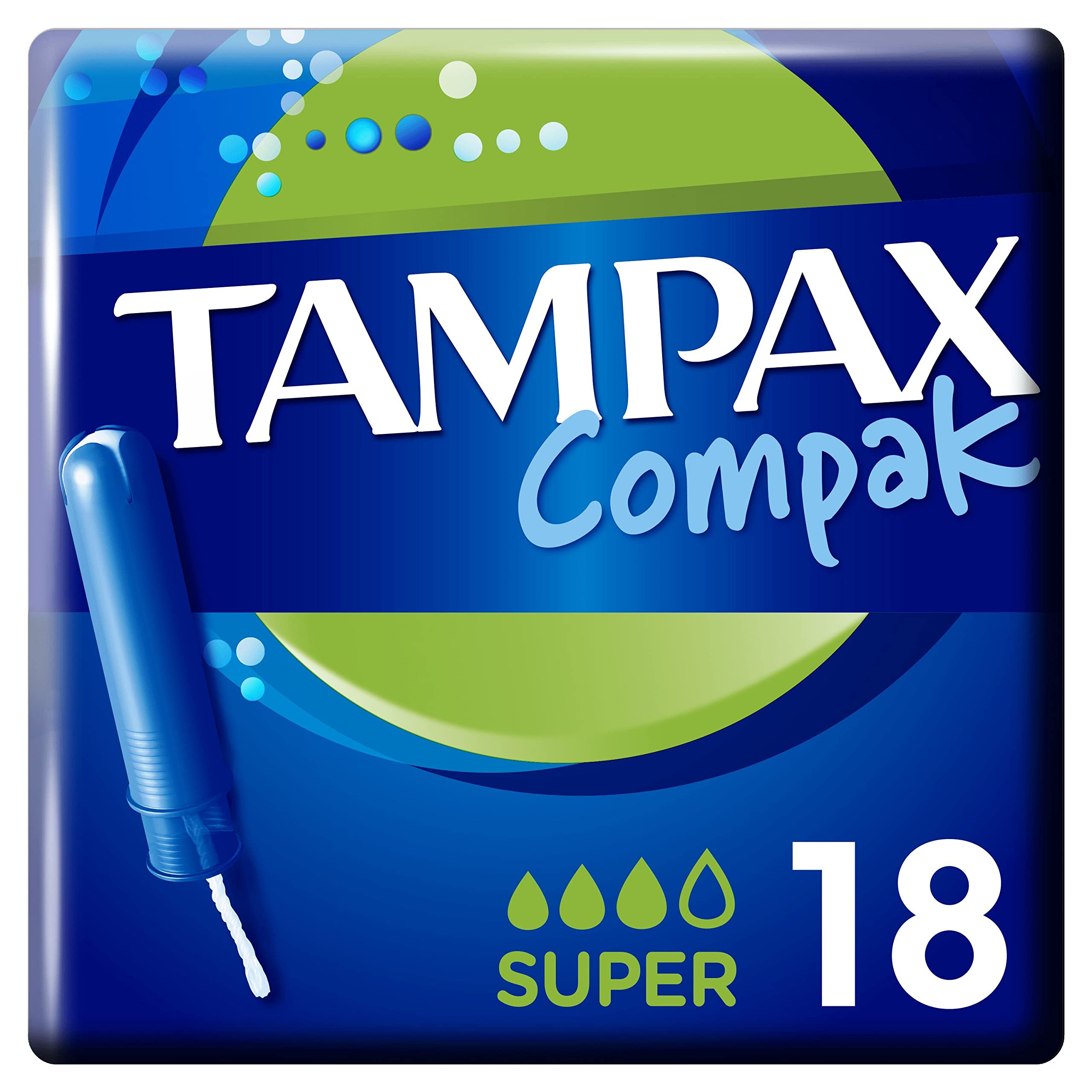 Buy Tampax Compak Super Tampons with Applicator, 18 Tampons, Leak