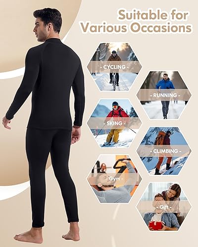 Miniatura 6 de CL convallaria Ropa interior térmica para hombre, calzoncillos largos con forro polar, conjunto de equipo de caza, capa base para clima frío XS-4XL