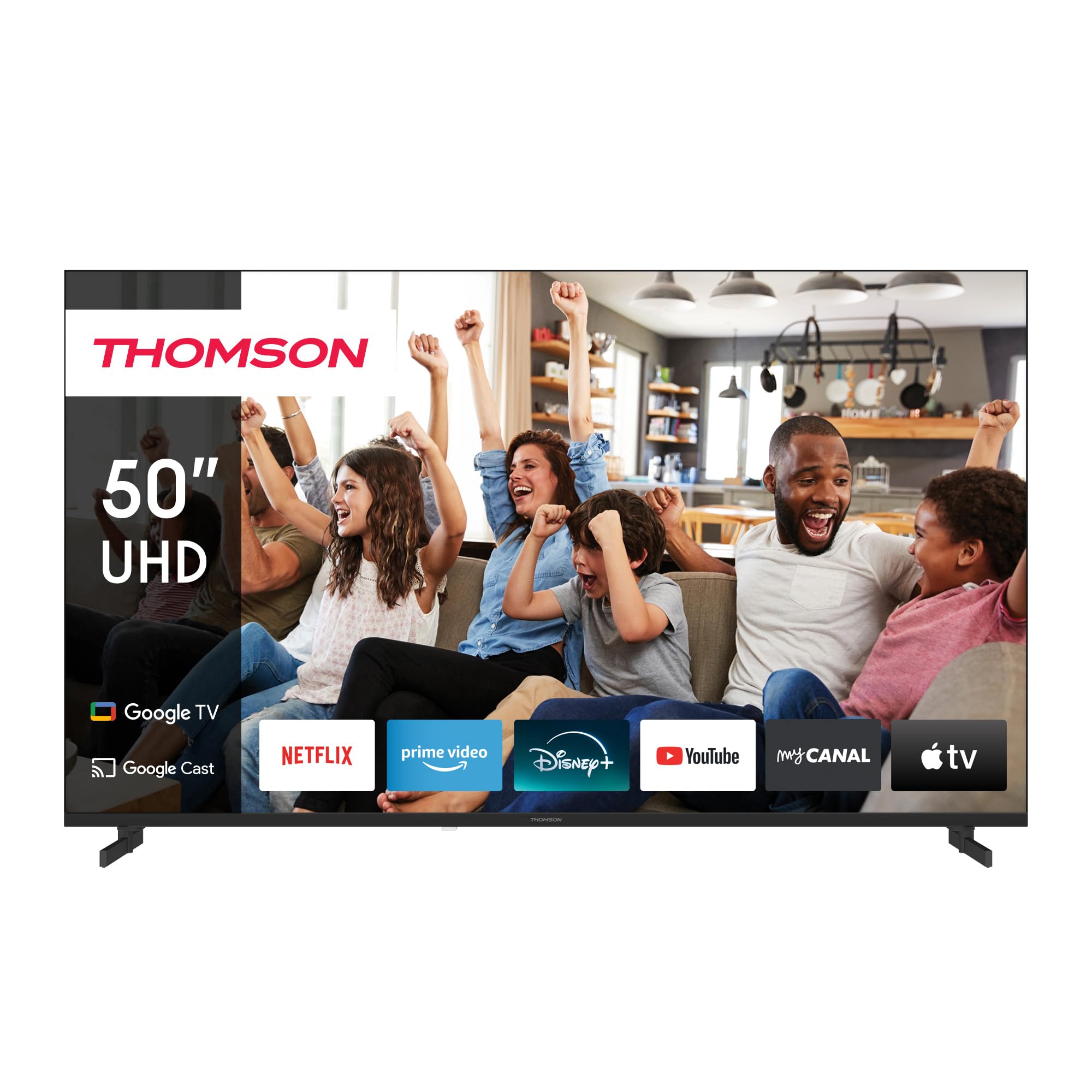 THOMSON 50 Pulgadas (127cm) 4K Ultra HD Smart Google TV, Wi-Fi, Dolby Vision IQ, Dolby Atmos, HDR10, Bluetooth 5.1, Triple-Tuner (Cable/Satélite/Antena), HDMI, Ci+, A+ Panel - 50UG4S14